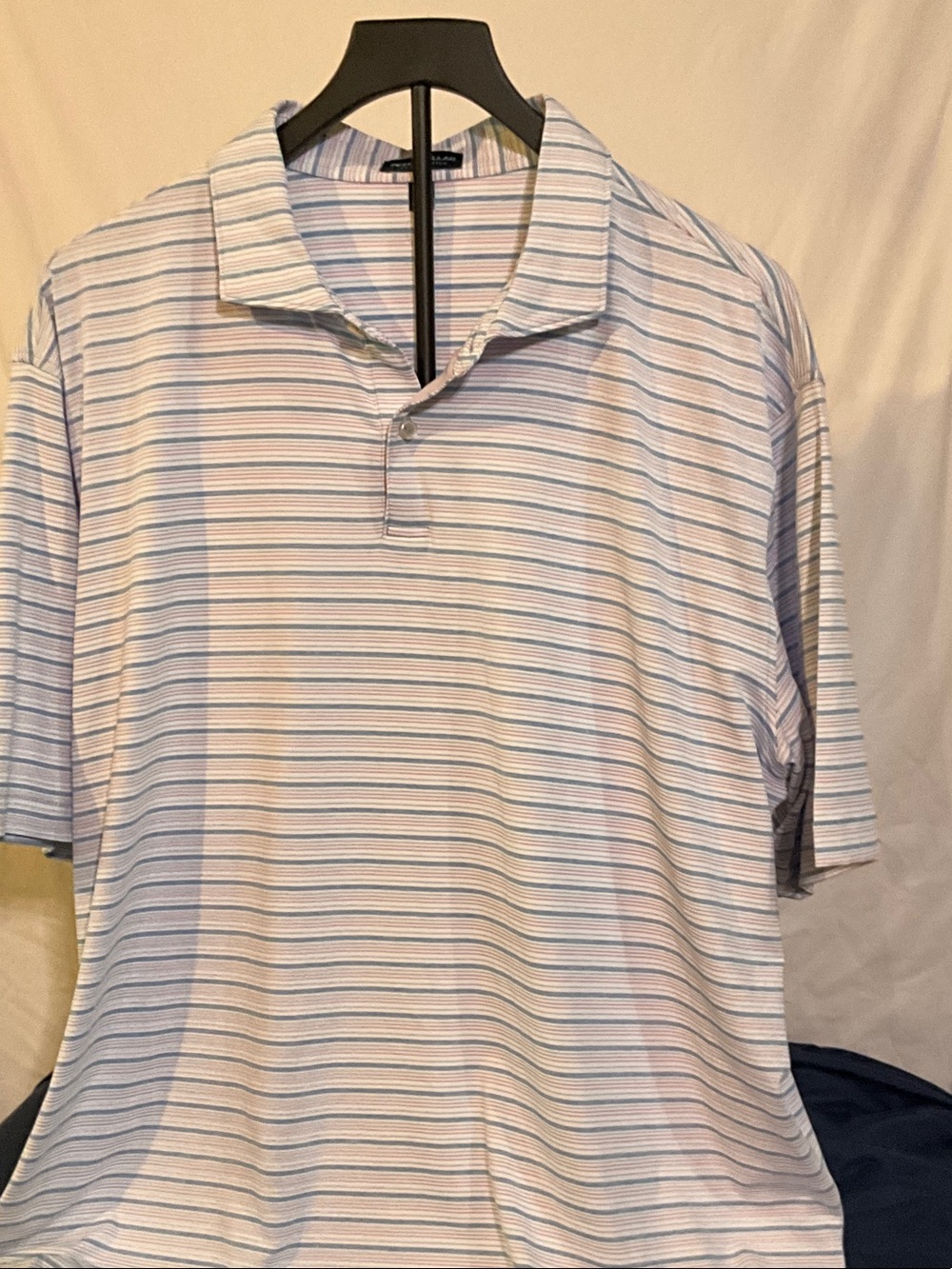 Peter Millar Light Blue & White Striped Polo